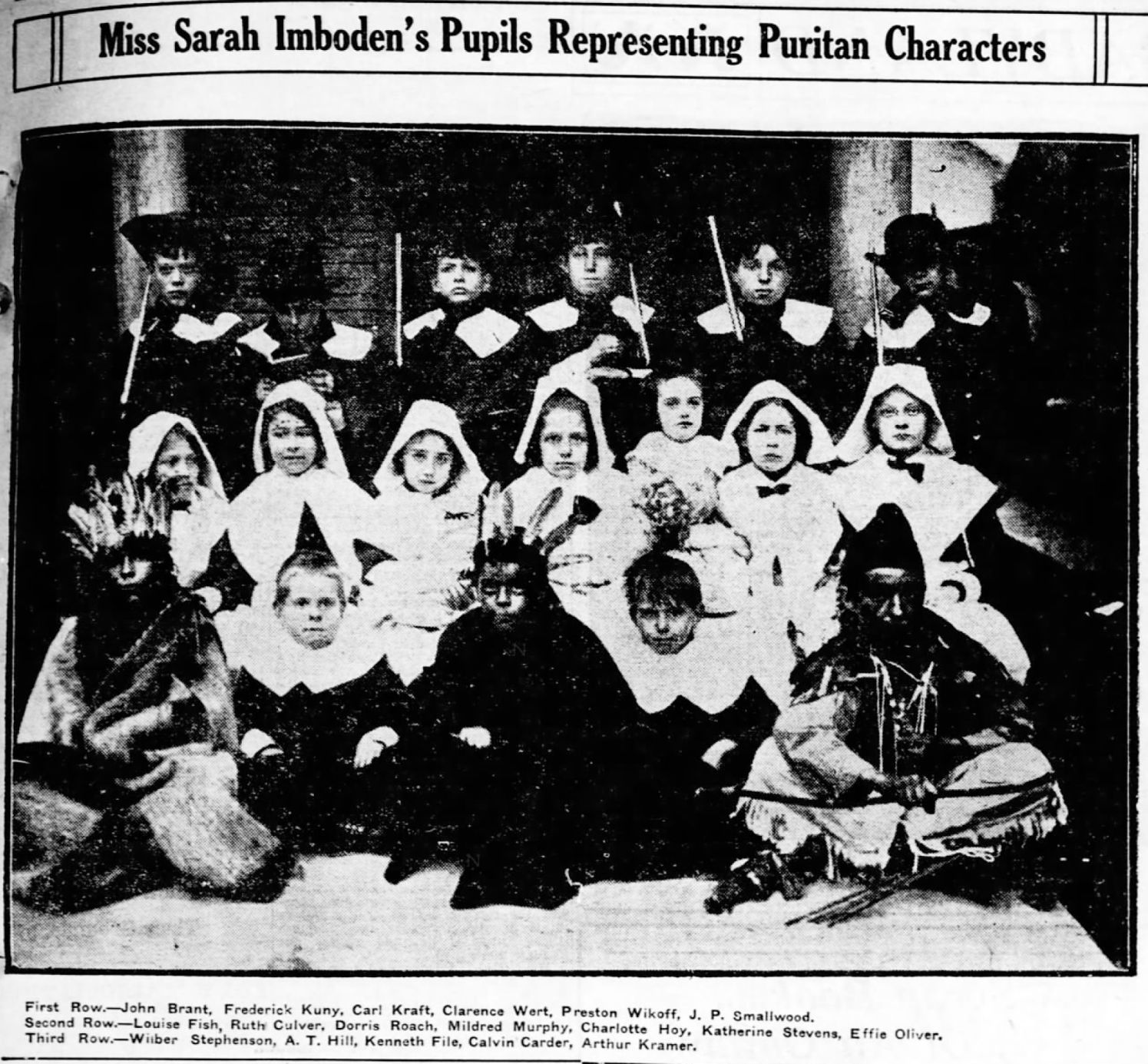 Miss Sarah Imobden's pupils representing Puritan characters